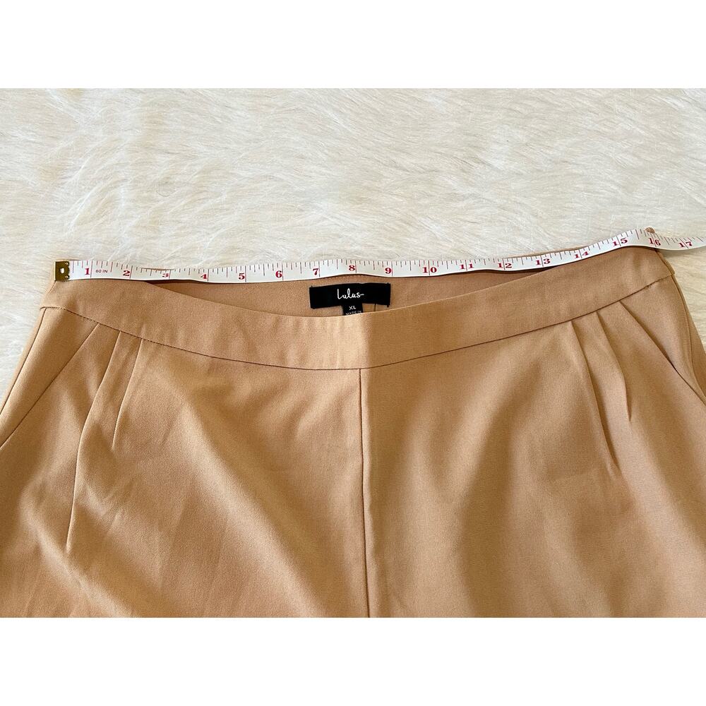 Lulus Kick It Beige High-Waisted Trousers Dress Pants Size XL Pleated Office NWT - Picture 11 of 15